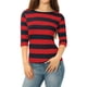 thumbnail image 1 of INSPIRE CHIC Camisetas a Rayas de Regreso a Clases para Mujer Ajuste Ceñido Mangas al Codo Cuello de Barco T-Shirt L Rojo Azul, 1 of 7