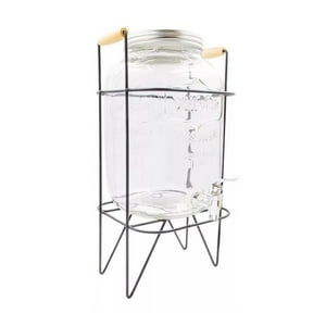 Click Ventas - Dispensador De Bebidas De Vidrio 5L Soporte Metal Con Asas