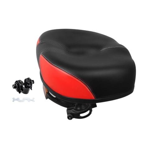 Ioensy - Sillín De Bicicleta Eléctrica Con Amortiguación Gruesa, Sin Punta, Negro Y Rojo