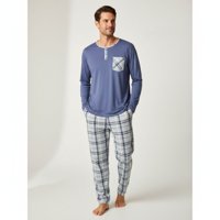 Likeshop - Pijama Hombre Manga Larga Pantalon Largo Verano 4026