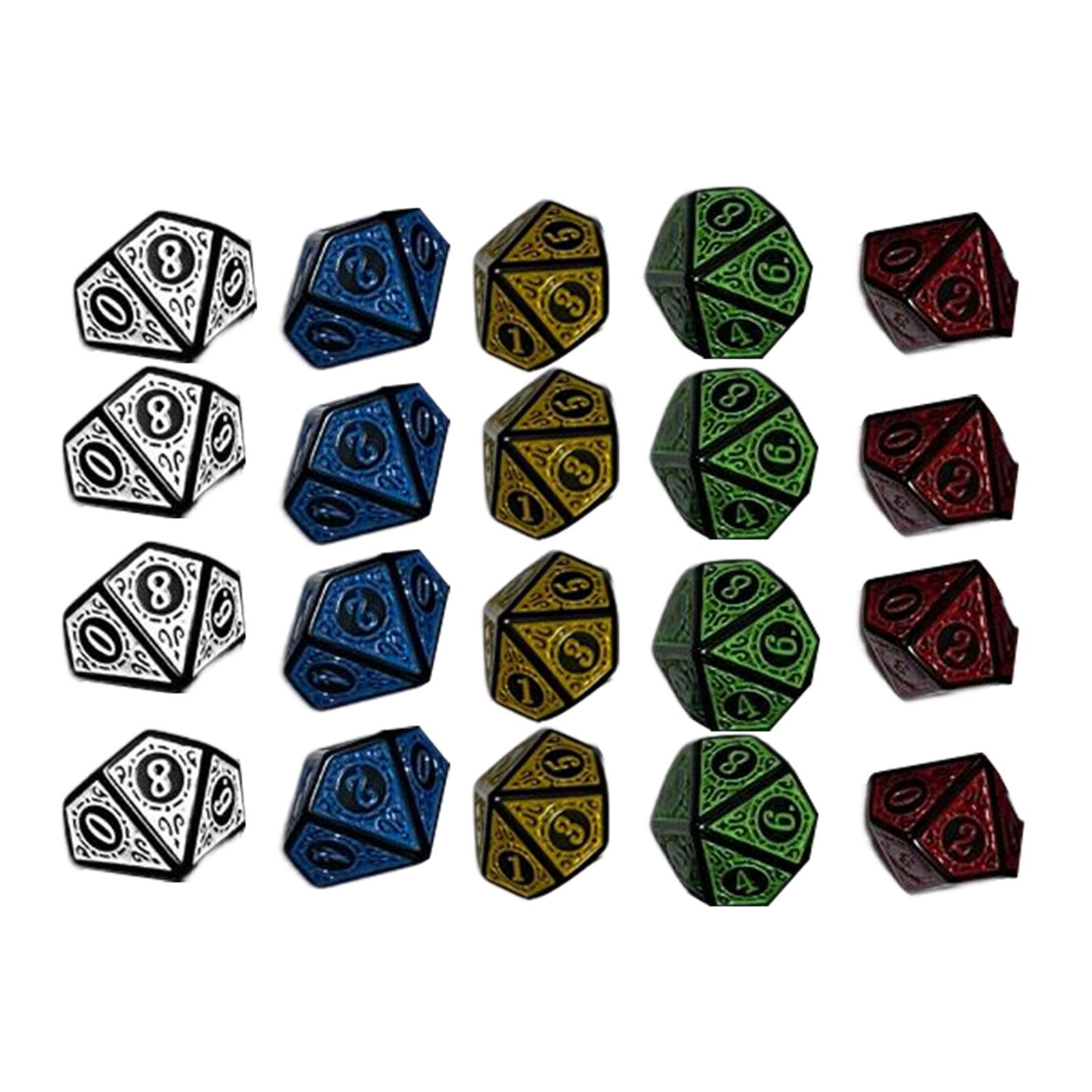 Magideal - 20 Piezas D10 Juego De Dados De 10 Caras Juegos De Mesa Para Rpg Bar Juguetes Enseñanza De Matemáticas Juegos De Rol Dados Poliédricos 16Mm Dados
