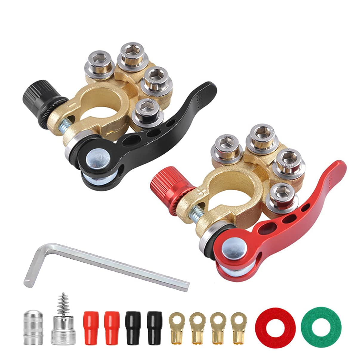 Conectores Para Terminales De Batería De Coche Moly Magnolia, 4 Vías, 2 Unidades