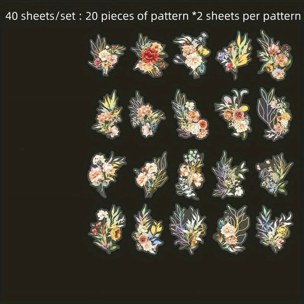40 Sheets of Creative Retro Plant Flower Stickers - Perfect for DIY Projects, Water Cups, Notebooks & More!