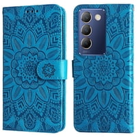 Funda Tipo Cartera Foxdock Para Vivo Y200E 5G , Diseño Girasol En Relieve, Cuero Pu, Cierre Magnético, Soporte Y Tarjetero