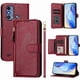 thumbnail image 1 of Funda tipo cartera para ZTE Blade A53 con bolsillo con cremallera, tarjetero, soporte, correa para la muñeca y tapa de cuero Rojo, 1 of 5