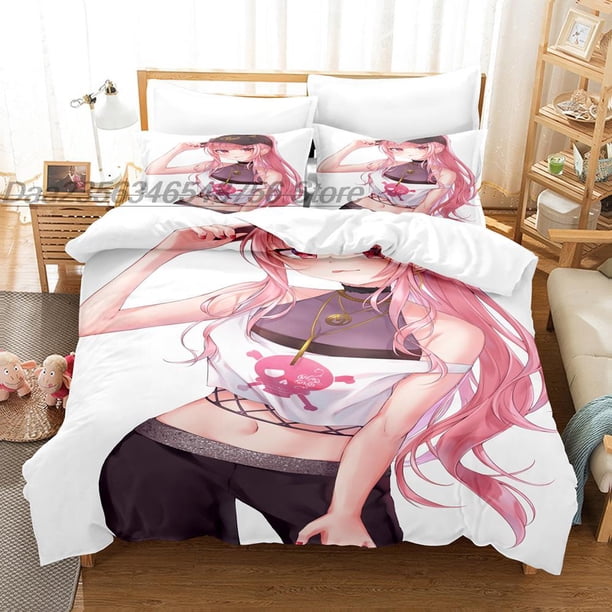 Mori Calliope Bedding Set Single Twin Full Queen King Size Bed Set Aldult Kid Bedroom Duvetcover Sets 3D Print Kawaii Anime Bed Sheets