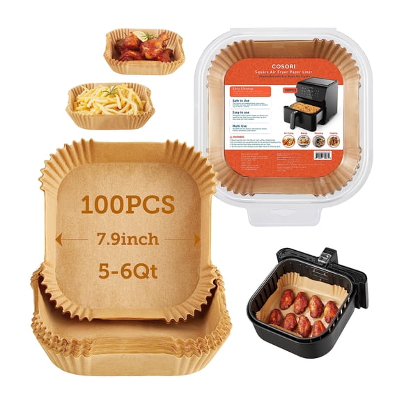 Papel desechable cuadrado Air Fryer Liners COSORI, 100 unidades