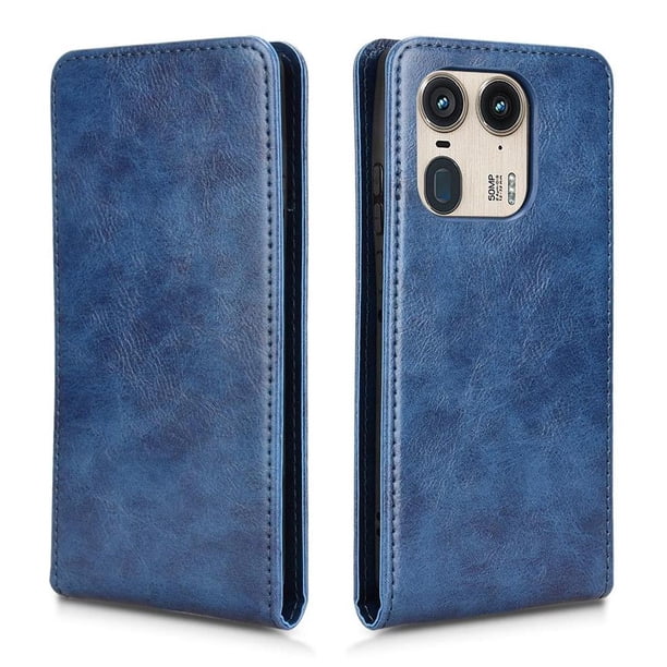 Funda tipo folio para Moto Edge 50 Ultra 5G con soporte magnético y protección para la cámara Azul