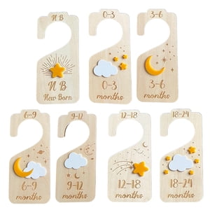 Magideal - 7 Piezas De Organizadores De Ropa De Bebé, Divisores De Suspensión, Duraderos, De Madera, Para Decoración De Guardería, Organizador De Tela, Divisor , Amarillo Blanco