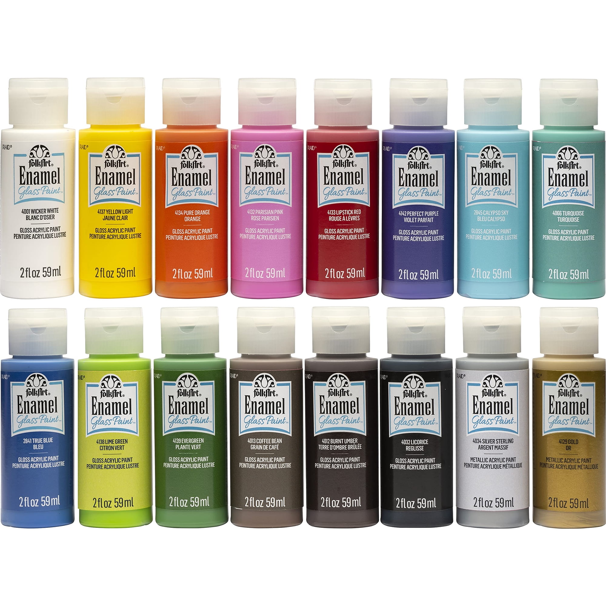 Craft Set Folkart Esmalte Acrílico Con Acabado Brillante, 960 Ml, 16 Unidades