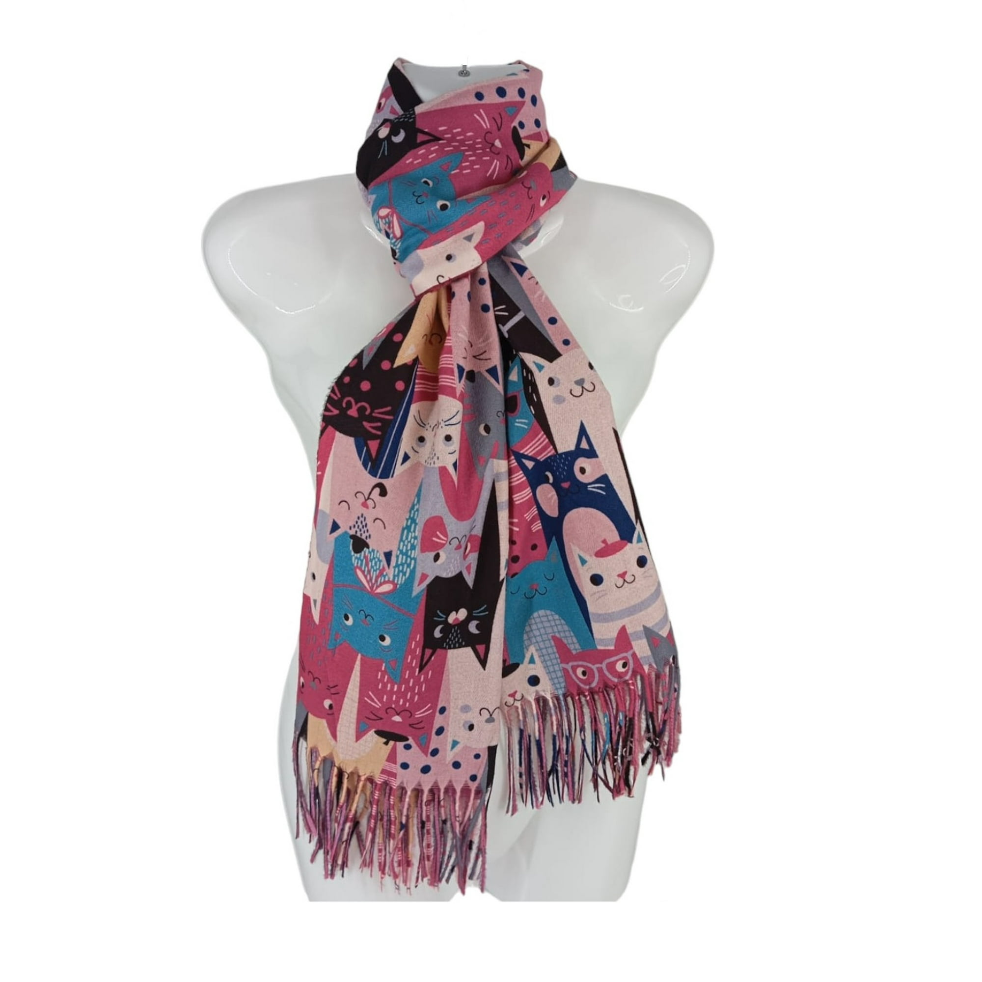 Nh - Bufanda, Pañuelo, Diseño De Estampado De Gatitos Color Rojo