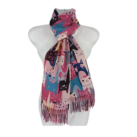 Nh - Bufanda, Pañuelo, Diseño De Estampado De Gatitos Color Rojo