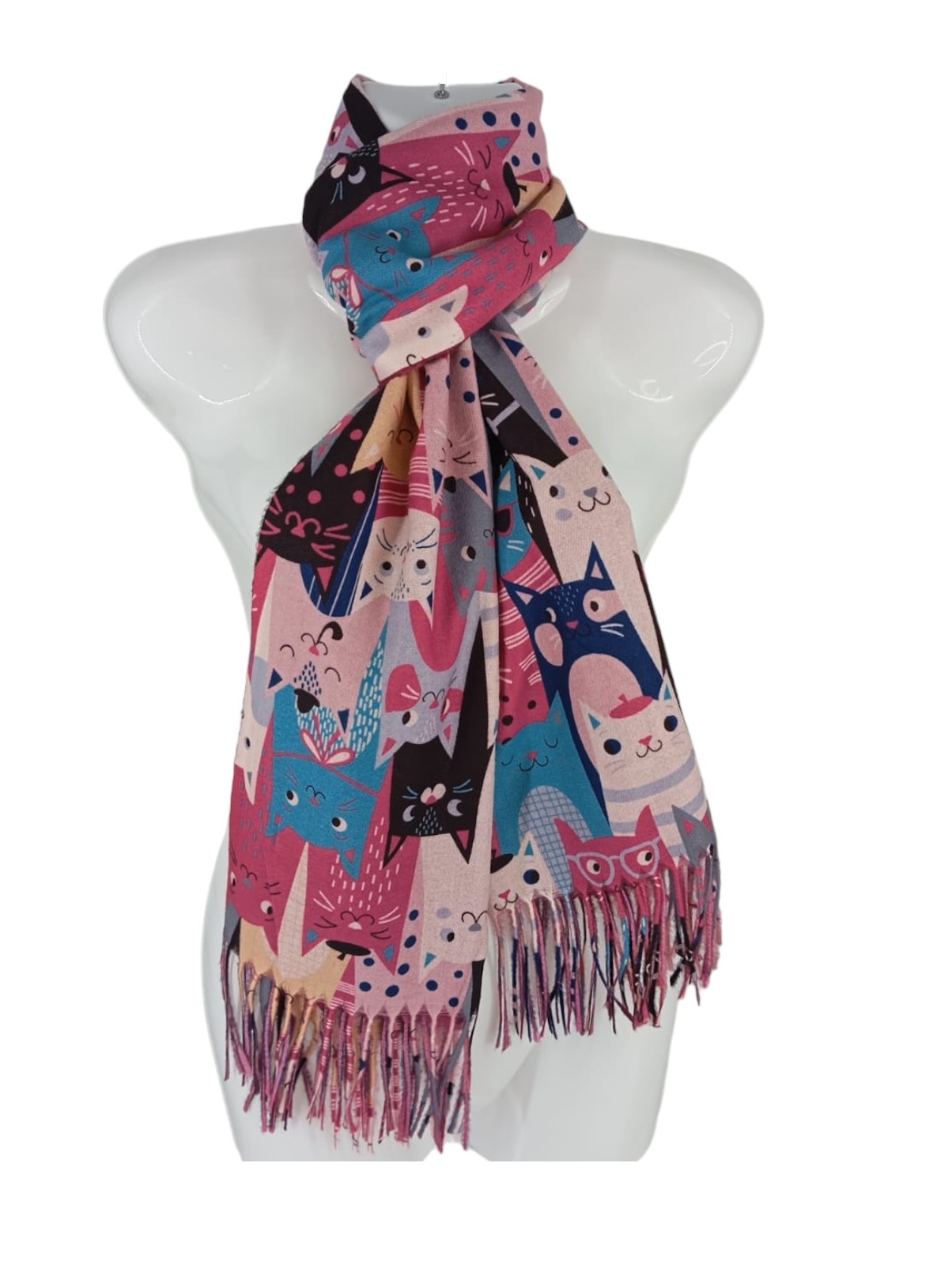 Nh - Bufanda, Pañuelo, Diseño De Estampado De Gatitos Color Rojo