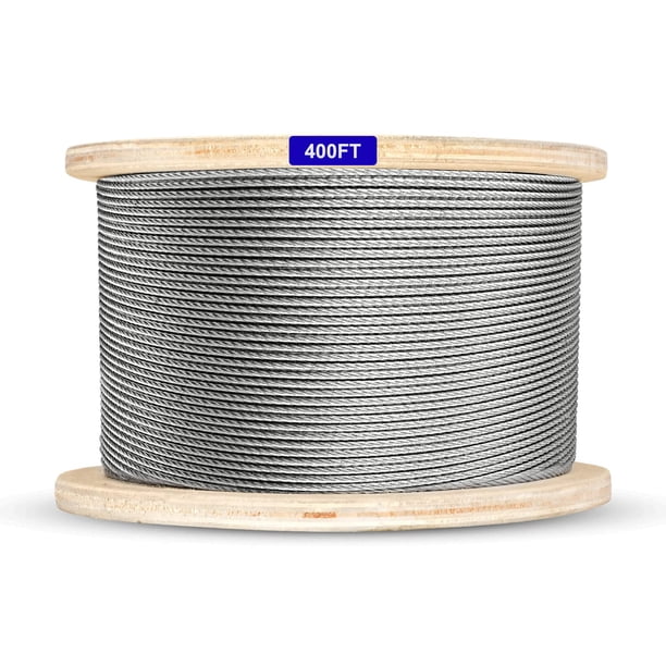 Cable de acero Mariocsa, cable de alambre de 3/16 pulgadas, 400 pies, 7 x 19 hilos