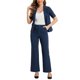 thumbnail image 2 of INSPIRE CHIC Conjunto de Traje de Oficina para Mujer con Blazer de Manga Corta de Un Botón y Pantalones de Traje M Azul Oscuro, 2 of 5