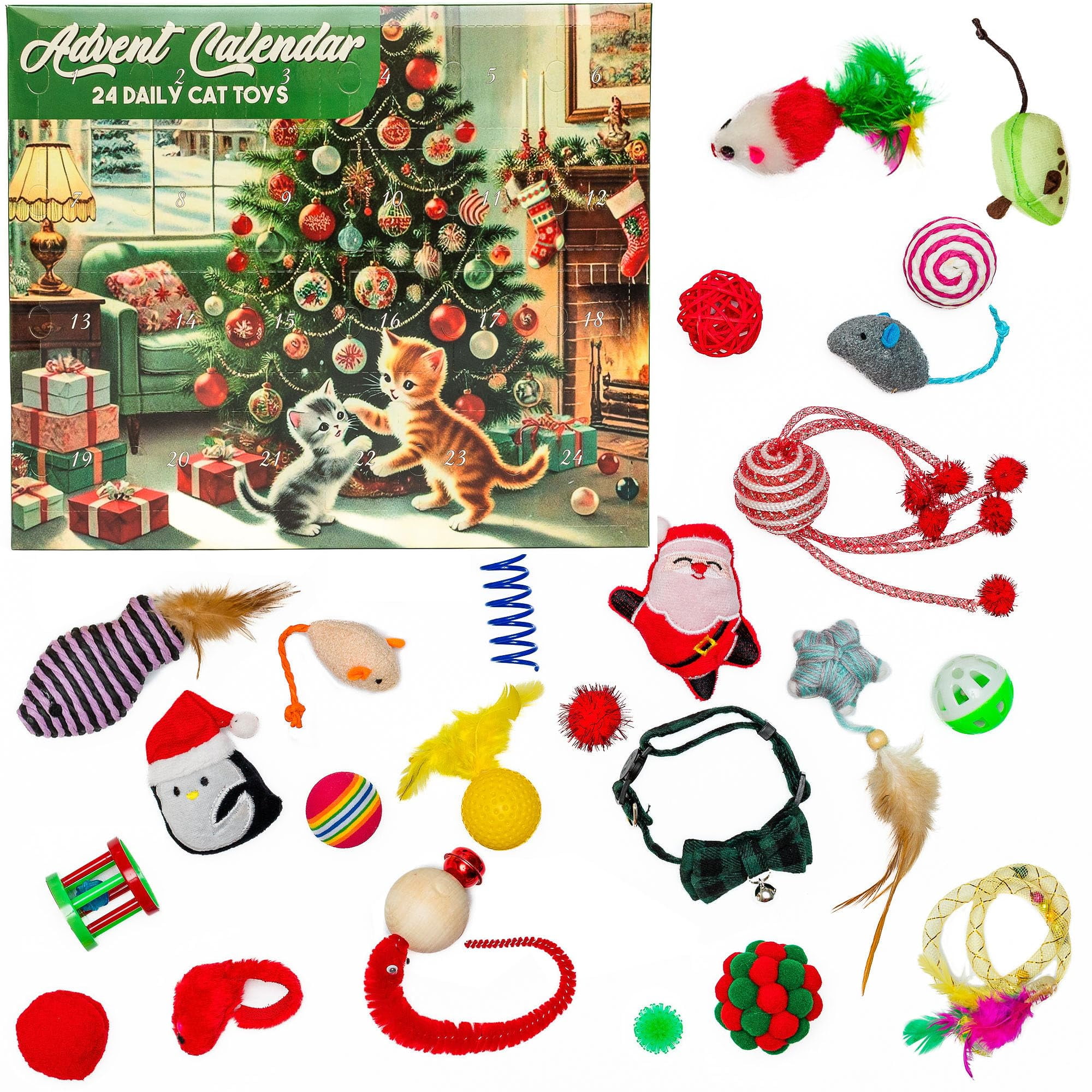Blue Wolf Calendar Company - Calendario De Adviento Blue Wolf Cat Toys 2024 Con 24 Juguetes Para Gatos