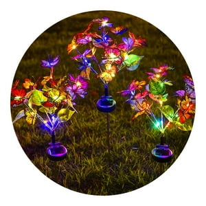 Fliperex - Set 2 Luces Solares Jardin Decorativas Mariposas Multicolor Negro