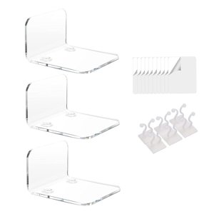 Magideal - Estantes De Pared De Acrílico Repisas De Exhibición Estante Organizador De Pared Estantes De Almacenamiento De Baño Estante Flotante De Almacenamiento Transparente