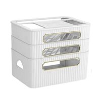 Bothyi - Router Rack Caja De Gestión De Cables Que Ahorra Espacio Para Sala De Estar Dormitorio Oficina Blanco 3 Niveles