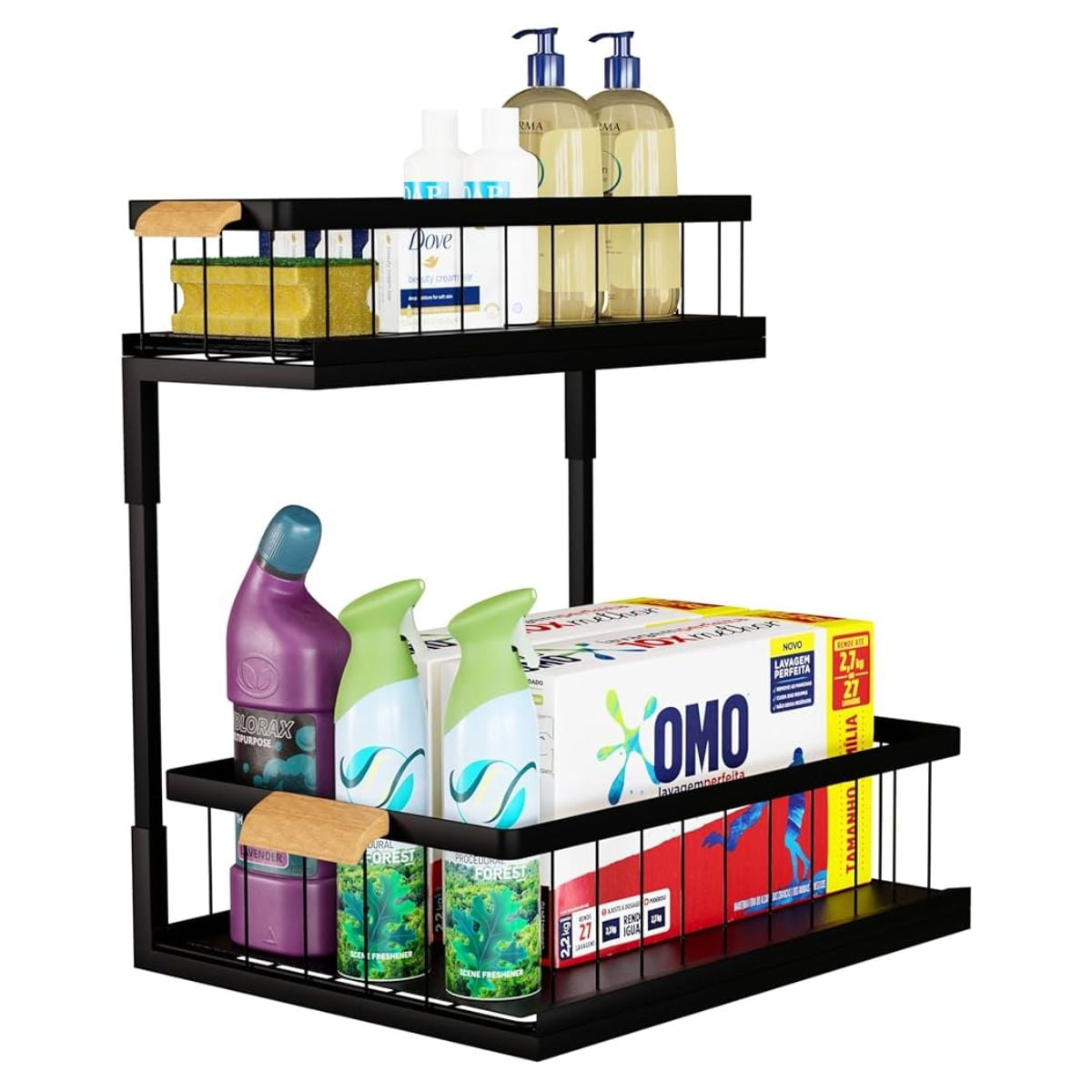 Chic Haus - Organizador Lavaplatos 2 Niveles Cocina Baño Estante Bajo Lavaplatos Color Negro