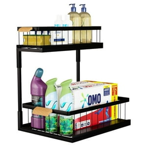Chic Haus - Organizador Lavaplatos 2 Niveles Cocina Baño Estante Bajo Lavaplatos Color Negro