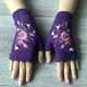 thumbnail image 1 of Flower Embroidery Gloves - Handmade Knit Fingerless Gloves for Women, 1 of 5