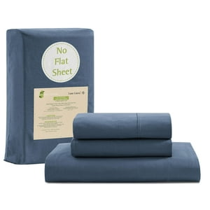 Sábana Bajera Lane Linen 100% Algodón Orgánico Full Estate Blue