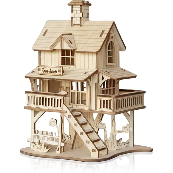 Rompecabezas 3D Foyucool Casa del Árbol de Madera DIY 17 x 12 x 11 cm