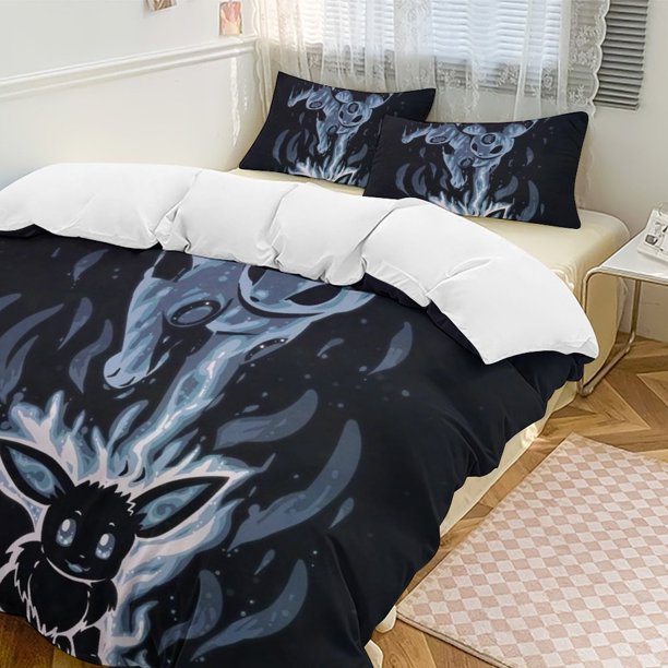 Umbreon Bed Duvet Cover Funny Anime Cartoon Bedding Sets Lightweight 3 Piece Comforter Sets