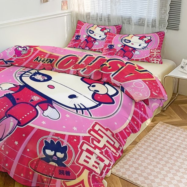Hello Kitty 3-Piece Reversible Twin Bed Set - Includes 1 Reversible Twin Comforter