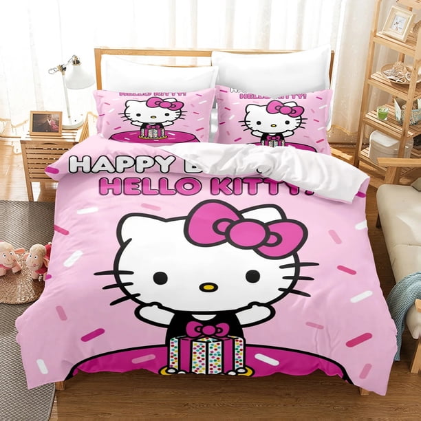 Hello Kitty Duvet Cover Set Bedding Covers 3-Piece Set 1 Quilt Cover Luxury Children Double