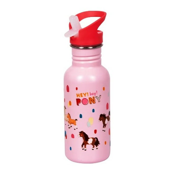 Linda botella de acero inoxidable con diseno de pony de aprox 0,5L