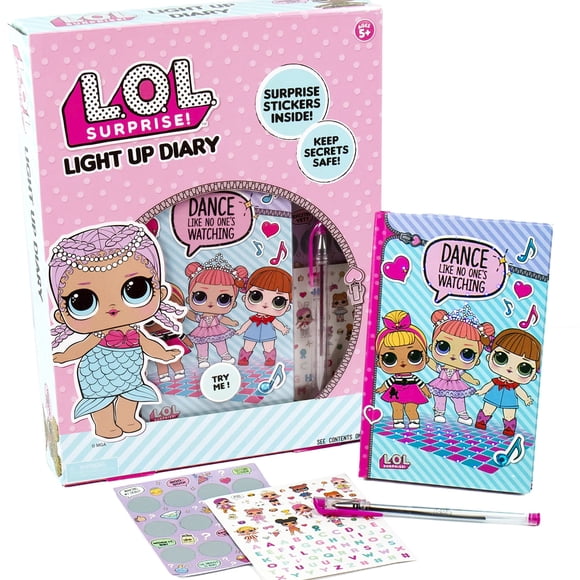 Diary L.O.L. ¡Sorpresa! Se ilumina con pegatina y bolígrafo para niños mayores de 5 años