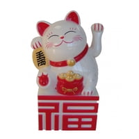 Feng Shui Import - Estatua De Money Cat Feng Shui, Blanca, Japonesa, De Maneki Neko