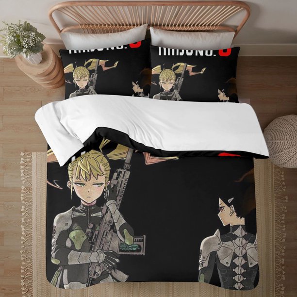 Kaiju No.8 Face on print Soft Bed Set Lightweight 3 Pieces Bedding Sets for All Season Comforter Set Easy Care