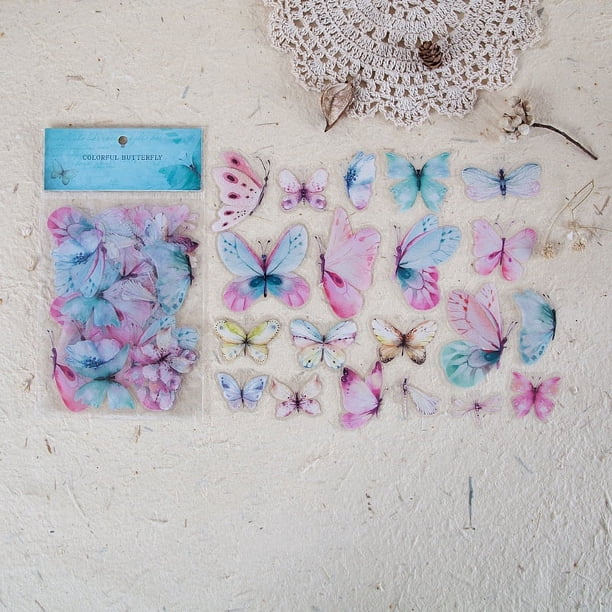 40pcs Vibrant Butterfly and Dragonfly Pattern Stickers for DIY Scrapbooking and Hand Account Decoration