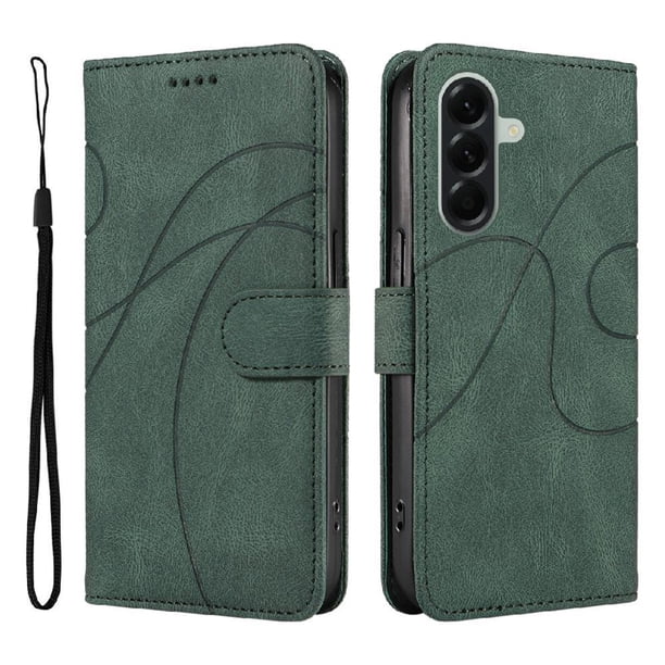 Funda tipo cartera con tapa para Samsung Galaxy A57 5G con tarjetero, soporte y cubierta magnética Verde