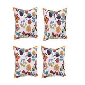 Genérico - Pack De 4 Fundas De Cojin Bordadas 45X45Cm Blanco 03