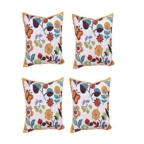 Genérico - Set De 4 Fundas De Cojin Bordadas 45X45Cm Blanco 03