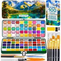 Set De Pintura Acuarela Artistro 100 Colores Con Paleta Y Pinceles