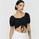 thumbnail image 3 of Blusa Mujer Crop Panal Manga Globo Negro Corona, 3 of 5