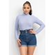 thumbnail image 1 of Saronite Blusa Básica de Manga Larga con Cuello Alto de Rayón, Azul (para Mujer), 1 of 5