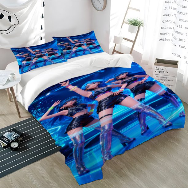 3pcs Idol Girl Group Anime Themed Printed Polyester Bedding Set All-Season Use