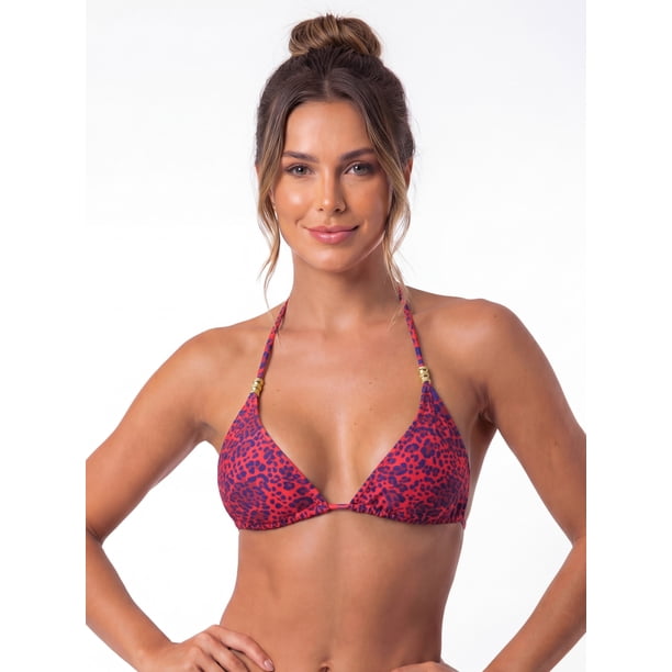 Bikini estilo triángulo clásico animal print brillante azul