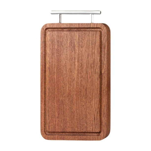 Tabla de cortar de madera Tabla de cortar con mango Resistente Ranura para jugo Decorativa para cocina Gruesa para queso Filete Frutas Carne S