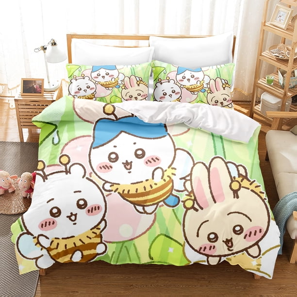 v1589 Bed Sheets Chiikawa Anime Duvet Cover Set Comforte Printed Cartoon Twin Size Bedding Sets Christmas Gifts -piece 3-Piece Bedding Set (1 Duvet Cover + 2 Pillow Shams) Bed Sheets ju1589