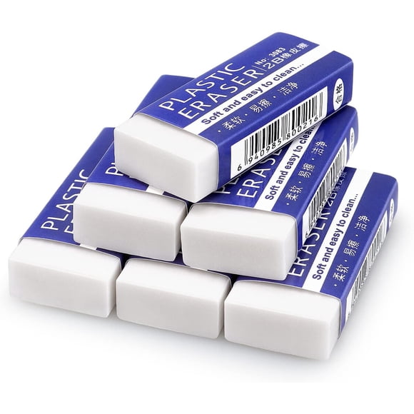 Tamaki Erasers, Large, White, 6 Pack