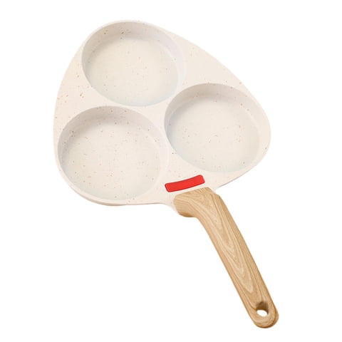 Bothyi - Sartén Para Huevos, Freidora De Aceite, Olla Para Cocinar, Olla Para Carne, Suministros De Cocina, Sartén Antiadherente, 3 Agujeros, Color Beige