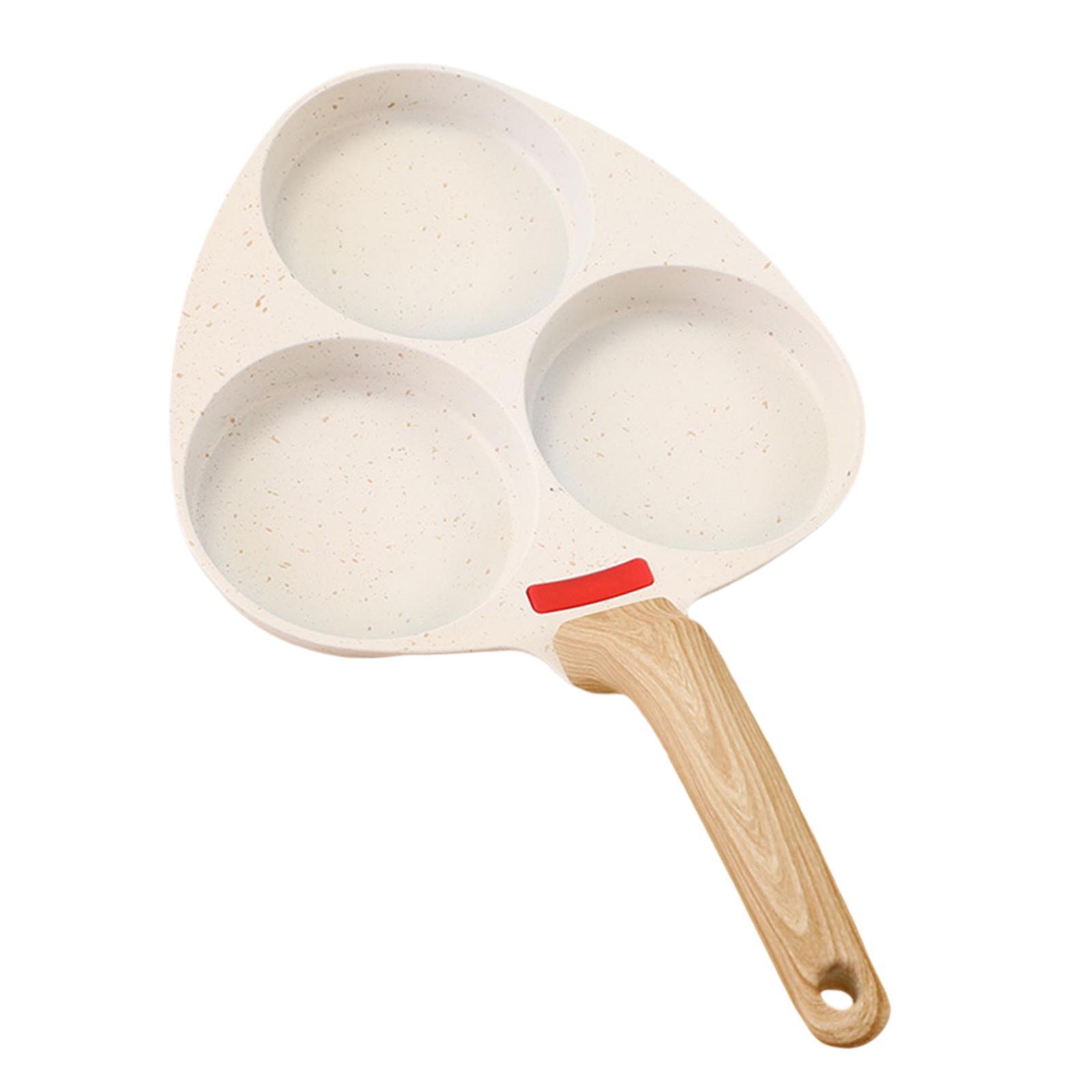 Bothyi - Sartén Para Huevos, Freidora De Aceite, Olla Para Cocinar, Olla Para Carne, Suministros De Cocina, Sartén Antiadherente, 3 Agujeros, Color Beige