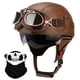 thumbnail image 1 of Medio casco de moto Lutcaut, estilo alemán, piel, color marrón, 1 of 6